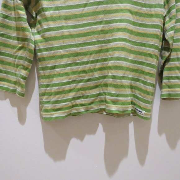 VINTAGE ABERCROMBIE & FITCH Striped V Neck Cotton Tee Top 90s Y2K Friends Size L - Picture 8 of 14